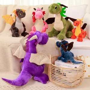 Factory Wholesale Cute Cartoon Dinosaur Soft Toys Blue Green Orange Purple Red Plush Dragon Toys