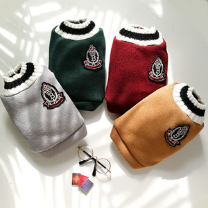 Shine Pet Dog <b>Cat</b> Knitted Sweater V Neck Preppy Style Winter Solid Color <b>Clothes</b> <b>For</b> Small Medium Pets - Product Image 5