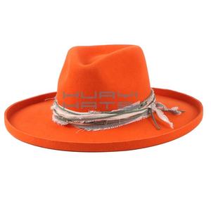 หมวก Huayi หมวกคาวบอยสีส้มงานแฮนด์เมดหมวกปีกกว้างหมวกสักหลาดหมวกทรงดินสอขน100จากออสเตรเลีย - Product Image 1