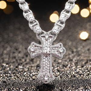 Ready Ship Iced <b>Cross</b> <b>Pendant</b> <b>Sterling</b> <b>Silver</b> Moissanite Diamond Claw Set Brilliant Cut Hip Hop <b>Pendant</b> Necklace Jewelry - Product Image 2