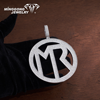 Pendentif personnalisé en moissanite plaqué or argent 10K/18K/22K avec logo MR cercle, style hip-hop, bijoux de rappeur, vente en gros