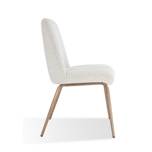 Sillas de comedor plegables modernas Rise de 19 pulgadas con tapicería suave ecológica de boucle, juego de 2 en bronce blanco - Product Image 3