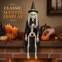 SIPKLR Décoration de squelette de sorcière d'Halloween de 40 cm pour décoration de fête dans une maison hantée, décoration suspendue d'Halloween