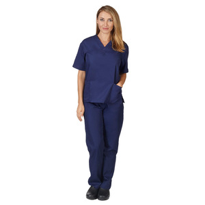 Unisex V-Neck Scrub <b>Set</b> Moisture Wicking Split Uniform For Nurses <b>Doctors</b> Hospital Workwear Short Sleeve Top And Pants - Product Image 5