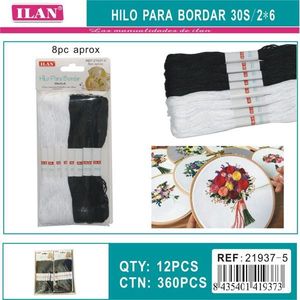 Filo da ricamo Iln 30s/2*6 Nero Bianco 8 pezzi circa per cucito a mano e artigianato - Product Image 3