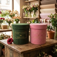 Boîtes cadeaux personnalisables en velours vert et rose pour la Saint-Valentin, impression dorée, carton recyclé, prêtes à l'emploi