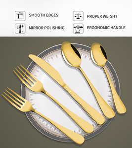 Vàng thép không gỉ Flatware Set tái sử dụng di động Bộ đồ ăn cho đám cưới bên dao kéo vàng Flatware - Product Image 2