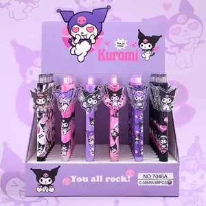 Dessin animé mignon personnage étudiant écrivant noir kawaii gel inkl stylo à bille