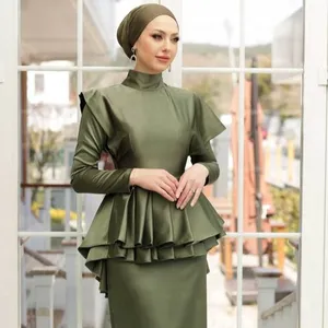 原动力精品服装女性2023新缎面阿巴亚伊斯兰派对礼服迪拜阿巴亚东方女性穆斯林晚礼服