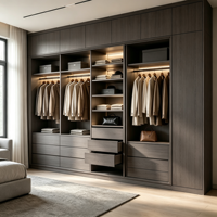Armoire dressing complète multifonctionnelle sur mesure, autoportante, système de chambre moderne, vitrine en verre pour villa