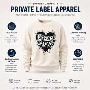 Men 350GSM Cotton Pullover <b>Crewneck</b> Sweatshirt Heart Graphic Streetwear Sweat - Product Image 3