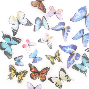 Autocollants de papillons pour fond de fête de mariage, autocollants 3D décoratifs, autocollants muraux lumineux pour la maison - Product Image 6