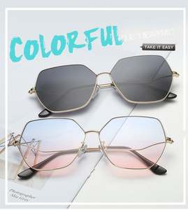 Lunettes de soleil polygonales à grande monture, nouvelle collection tendance, pour femmes et hommes, en métal, 2021 - Product Image 2