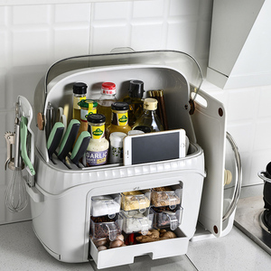 Soporte de plástico para almacenamiento de especias, gran capacidad para el hogar, estante multifuncional con tapa - Product Image 6