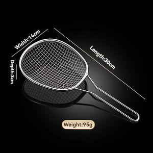 Cuillère écumoire en acier inoxydable de qualité alimentaire 304 <span class=keywords><strong>panier</strong></span> à friture à mailles fines de 8 pouces <span class=keywords><strong>pour</strong></span> la vidange de l'huile passoire à friture de cuisine - Product Image 6
