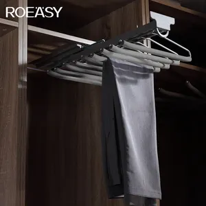 ROEASY Wardrobe Accessories soft closing trousers rack Top Mounted Multi-Functional Storage with V-Shape Pants Rack