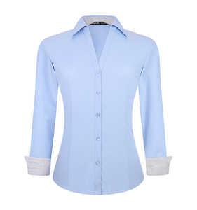 OEM/ODM Camisas De Mujer autunno e inverno Casual a <span class=keywords><strong>maniche</strong></span> <span class=keywords><strong>lunghe</strong></span> Business tinta unita abiti da lavoro camicia da <span class=keywords><strong>donna</strong></span> in fibra di bambù - Product Image 3