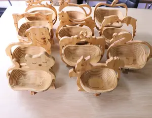 竹フルーツバスケットと竹折りたたみ木製フルーツバスケット
