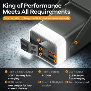 Batterie externe portable 40000mAh pour le camping avec lumière d'ambiance LED |   Lampe d'urgence extérieure à charge rapide 22,5 W - Product Image 4