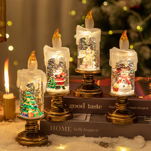 DAMAI Battery Operated Lighted Flameless Candles Christmas Snow Globe Candle Light Swirling Water Glittering Spinning Candles - Product Image 2