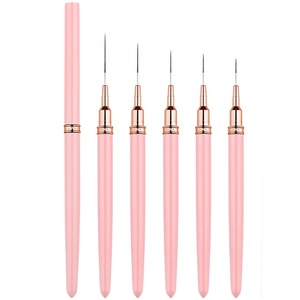 Hadiyah Beauty - Juego <span class=keywords><strong>de</strong></span> 5 Pinceles para Decoración <span class=keywords><strong>de</strong></span> <span class=keywords><strong>Uñas</strong></span> con Delineador <span class=keywords><strong>de</strong></span> Gel <span class=keywords><strong>Rosa</strong></span>/Negro, Ultrafinos, para Delineado y Diseño <span class=keywords><strong>de</strong></span> <span class=keywords><strong>Uñas</strong></span> Postizas - Product Image 1