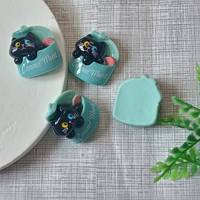 Nouvelles mini-breloques en résine à dos plat, motif chat noir de dessin animé Kawaii, pour scrapbooking, fabrication de bijoux DIY, slime et accessoires pour cheveux