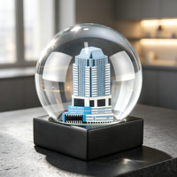 Globe de neige en résine cristalline, modèle de gratte-ciel, boule d'eau en verre, décoration de bureau, souvenir de voyage, mini-bâtiment, ornement de table, cadeau