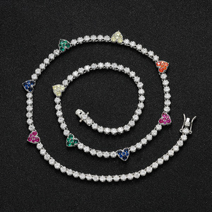 Color Small Love Tennis Chain Couple Stacked <b>Copper</b> Inlaid Zircon Heart Tennis <b>Bracelet</b> Tanjing Fashion Lijing Necklace - Product Image 2