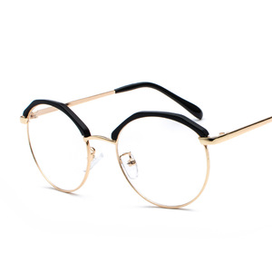 Maidis <b>Round</b> Metal Eyeglass <b>Frame</b> Women's Korean Style Fashion Trend Plano Lenses Blue Light Protection - Product Image 3