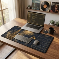 Tapis de bureau vintage style jazz, ensemble de sous-verres ronds, tapis de souris rétro 2027, tapis de table XL, cadeau promotionnel