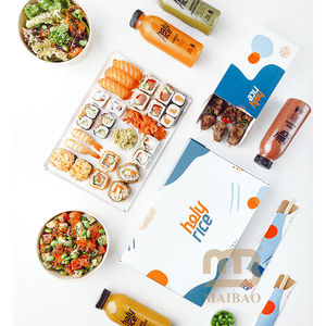 Logotipo personalizado Restaurante de comida japonesa Atún omakase sashimi <span class=keywords><strong>Tempura</strong></span> <span class=keywords><strong>sushi</strong></span> Caja deslizante de papel para llevar rebanada Bento Embalaje - Product Image 4