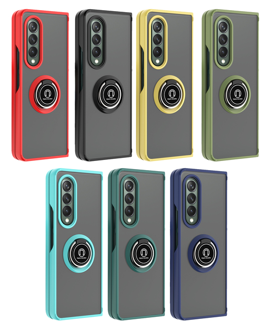 Shockproof Flip  360 Rotation Metal Ring Holder Phone Back Cover 2 in 1 TPU PC Phone Case for Samsung Galaxy Z Fold 3 4 5 6 7