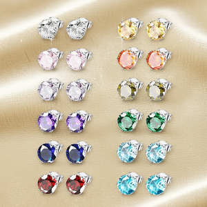 Pendientes de Cristal Amarillo E1177 con Engaste de Plata 925, Joyería Clásica Unisex para Uso Diario - Product Image 2