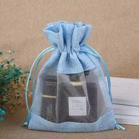 Fenêtre transparente petit lin toile de jute pure Organza sac cadeau pour les faveurs de fête de mariage cosmétique grain de café bonbons Jute sac à cordon