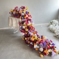 HP001 Groothandel Kunstbloemen Tafeldecoratie Rozenroze Bloemenloper Zijden Bloemenlopers voor Bruiloftdecoratie