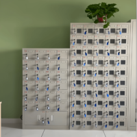 Casier de téléphone pour salle d'examen scolaire - Serrure électronique sécurisée avec option de charge, déverrouillage par empreinte digitale/visage/scan/clé, montage mural pour bureau