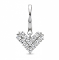 Boucles d'oreilles pendantes en argent 925 avec moissanite en forme de cœur, plaquées rhodium, serties griffes, bijoux tendance pour femme LY