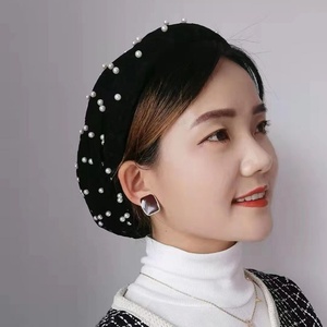 Diadema de tela de malla con base de espuma gruesa YASEEN, decorada con perlas, ecológica, transpirable y elegante, accesorio para el cabello de mujer. - Product Image 1