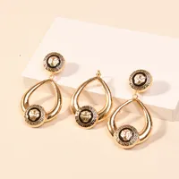 SISIYU 2022 New Classic Black Gold Metal Hoop Earrings Necklace Ladies Fashion Jewelry Temperament Girls Wedding Party Gifts