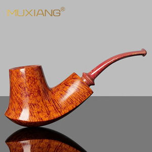 Muxiang Briarwood Handmade Pipe Bent Type With Vulcanized Rubber Mouthpiece Tobacco Smoking Accessory - Product Image 3