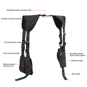 戦術的耐久性隠しキャリー調整可能ユニバーサル右左バッグショルダーホルスターマガジンポーチ付き600Dナイロン - Product Image 5