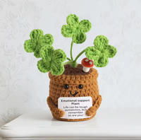 Nouvelle Décoration de Bureau en Crochet Amigurumi Fait Main, Trèfle à Quatre Feuilles, Ornement Positif pour la Maison