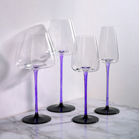 Verre à vin en verre de Chine Jiahe fait à la main, classique, violet, fond concave, pied haut, capacité de 301 à 400 ml, pour les fêtes