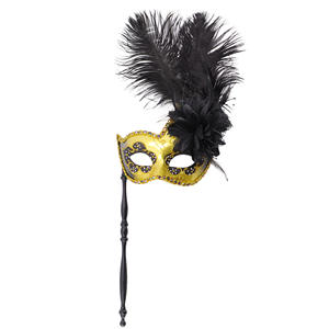 หน้ากากแฟนซีแบบมีด้ามจับ พร้อมขนนก ดีไซน์หลากหลาย สำหรับงานคาร์นิวัล งานแฟนซี งานปาร์ตี้ แต่งกายแฟนซี ของตกแต่งงานปาร์ตี้ - Product Image 6