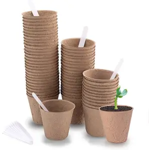 Transplantadora biodegradable de pulpa de papel, flor, planta, iniciador de semillas, macetas de Turba para plántulas, maceta pequeña de pulpa de papel verde