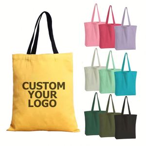 10oz 12oz Custom Print Cotton Blank Canvas <b>Tote</b> Bags Reusable Grocery Bags Shopping Cloth Bags with Colorful Handles - Product Image 1