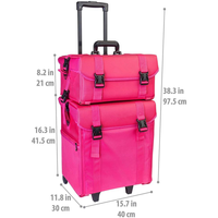 Grande valise de maquillage professionnelle en nylon souple, à roulettes, avec fermeture éclair, sac en filet offert et pour les couleurs