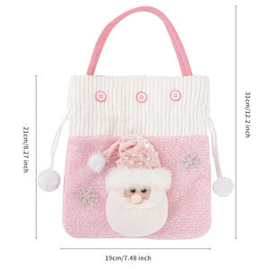 Para Rosa dibujos animados muñeco de nieve cordón regalo piel bolsa encantadora Navidad bordado cadena colgante caramelo Snack bolso de felpa para niño - Product Image 2