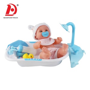 HUADA Cheap 12 Inch <strong>Blink</strong> <strong>Eyes</strong> <strong>Plastic</strong> Baby Boy Pee <strong>Doll</strong> Toy Set with Nipple &amp; Bath Tub - Product Image 2