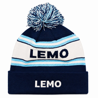 Casquette en tricot rétro sport avec pompon, rayures LEMO, logo jacquard, appliques personnalisables, polyvalente, chaude, unisexe, 100% acrylique, hiver
